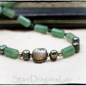 Agate, Jade, Pearl, and Weathered Bronze: One of a Kind Statement Necklace ~ Beautiful Handmade Beaded Jewelry ~ Unique Gift for Her