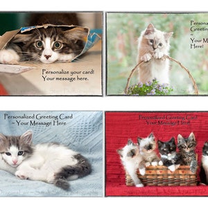 Tarjetas de felicitación personalizables, tarjetas de gatito de arte originales, regalo de gato siberiano, tarjeta para todas las ocasiones, fotografía, regalo para ella, día de las madres