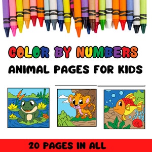Color by Number, Color by Number Coloring Book, Color by number for kids,  Animal color by number, animal coloring pages, Digital download