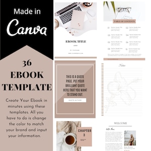 Ebook Template for Canva,  Canva Template for  Ebooks, Ebook template bundle, ebook template pages, ebook template for business, canva ebook