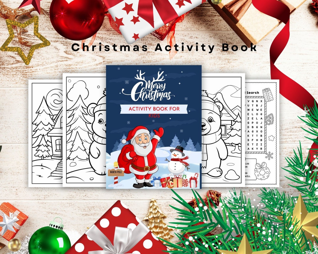 Christmas Activity Book for Kids, Christmas Coloring Pages, Christmas ...
