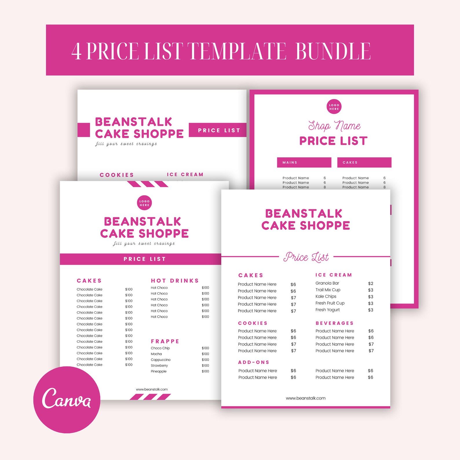 Price List Template Editable Canva Price List Template Price Etsy