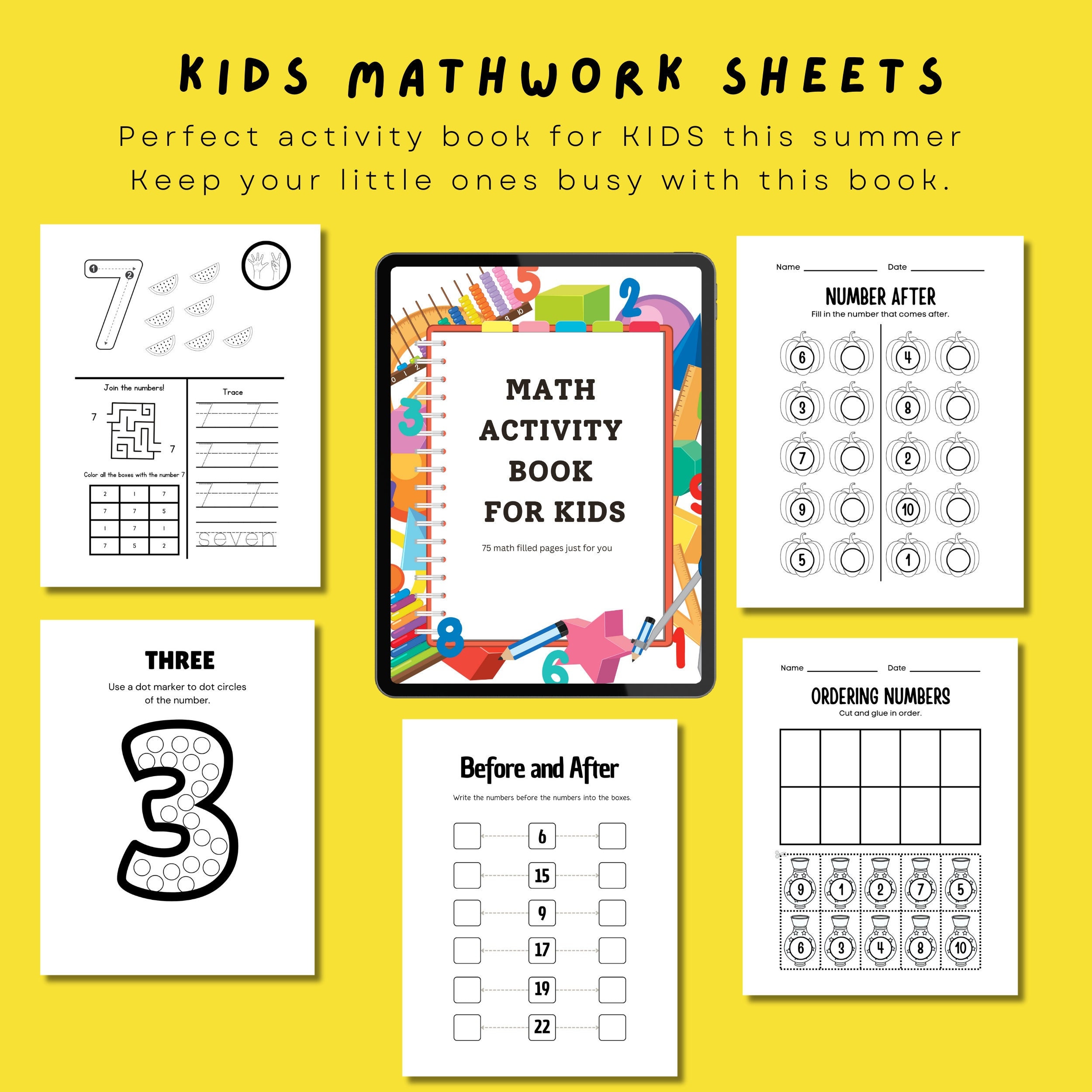 Kids Math Activity Book, Math Activity Book for Kids, Kids Activity ...