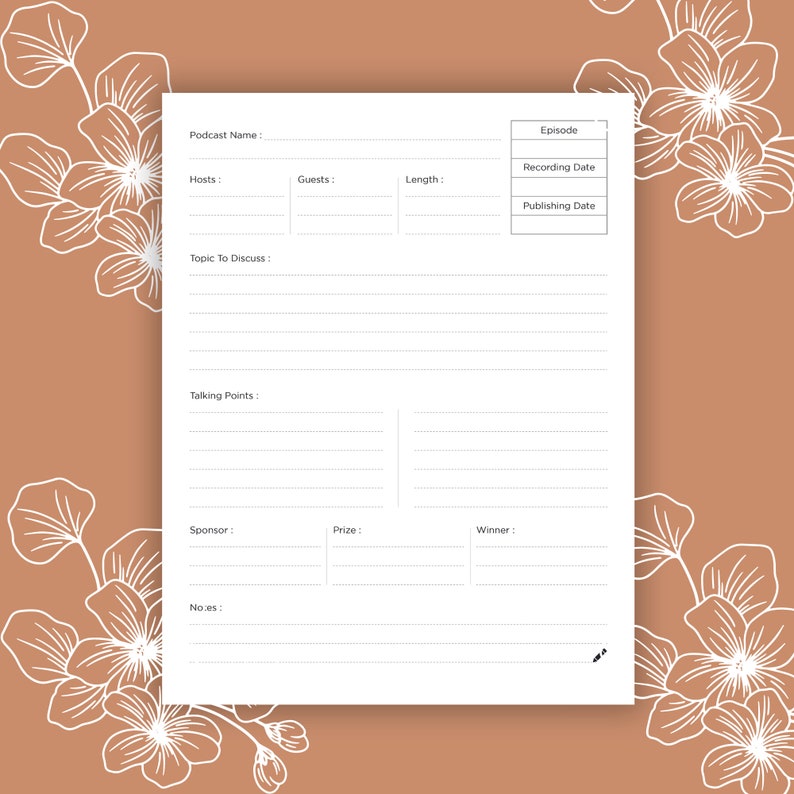 Podcast Planner Printable PDF Digital Download Podcast Content podcast-planner-printable-pdf-digital-download-podcast-content