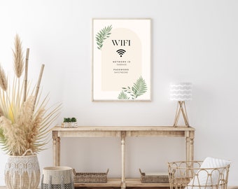 Boho Wifi Printable Sign| Wifi Sign| Wifi Sign Template| Wifi Password Printable| Wifi Sign Digital Download| Wifi Sign Printable| Editable