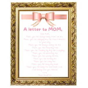 Regalo de niños para mamá, Una carta para mamá, una carta para mamá, Querida mamá imprimible, Imprimible para mamá, Regalo del Día de las Madres, Querida mamá, Descarga instantánea