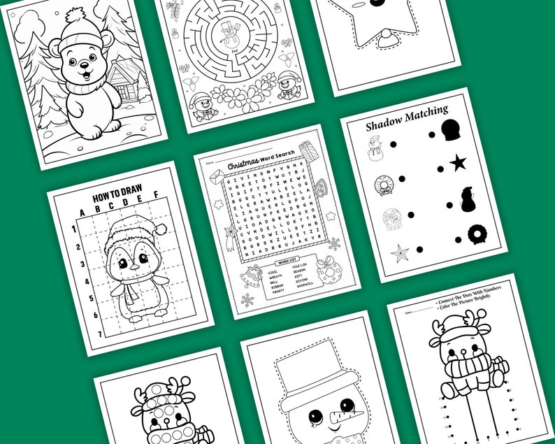 Christmas Activity Book for Kids, Christmas Coloring Pages, Christmas ...