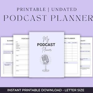 Ultimate Podcast Planner, Printable PDF, Digital Download, Podcast Template, Podcast Planning Episode Outline, Podcast Canva Template