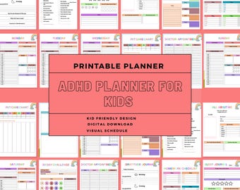 2026 ADHD Planner For Kids, ADHD Kids Planner,  Adhd Digital Planner Kids Routine Chart Journal, ADHD Kids Daily Planner Printable