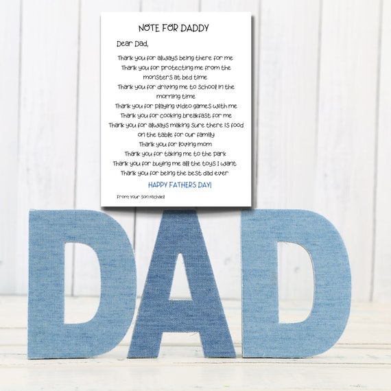 Note for Daddy Dad Note Fathers Day Printable Instant | Etsy