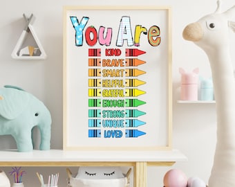 Eres tú, carteles motivacionales para niños, carteles de salud mental, palabras de afirmación para niños, carteles de afirmación imprimibles, mentalidad de crecimiento, PDF
