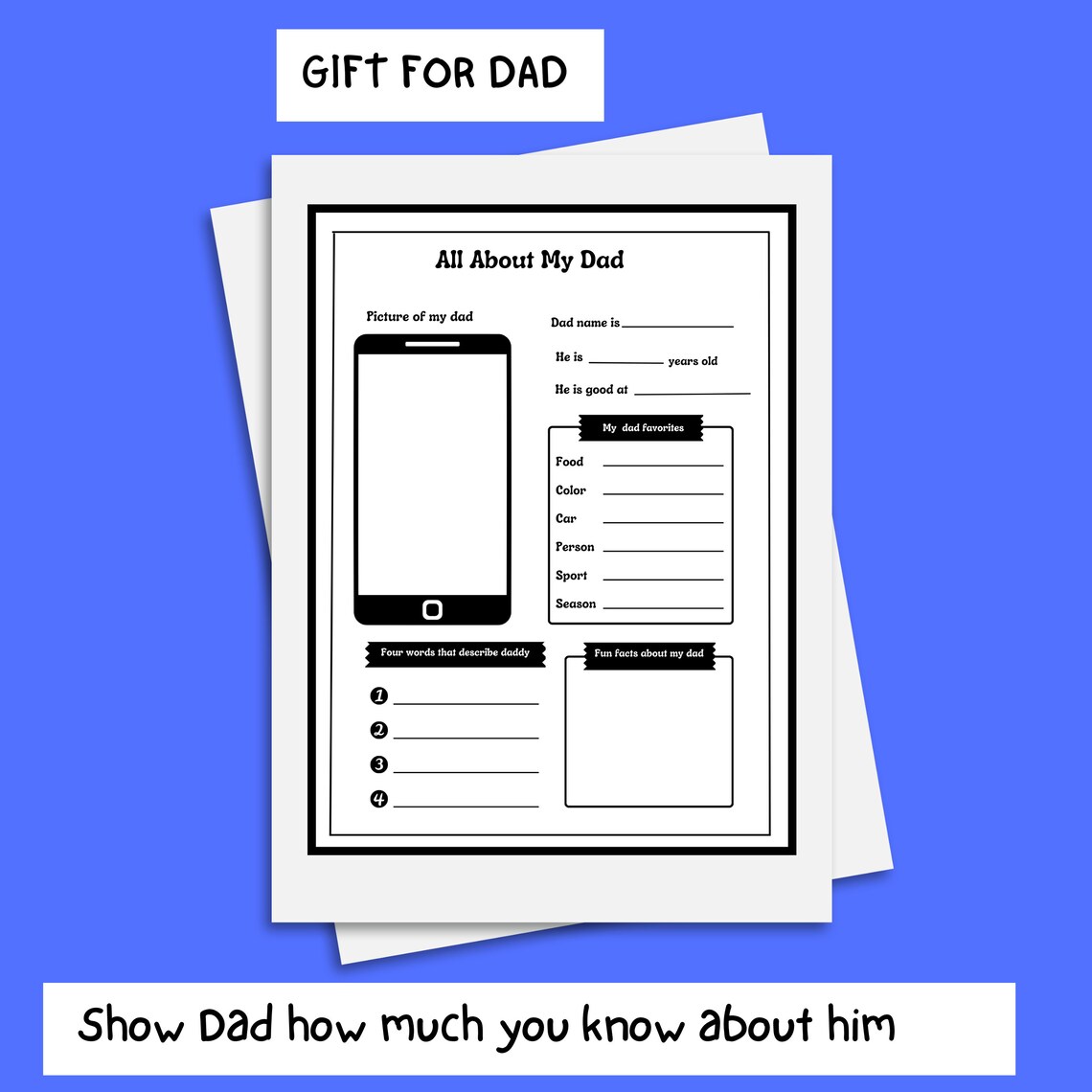 Personalized "all About My Dad" Printable | Father's Day Gift Idea ...