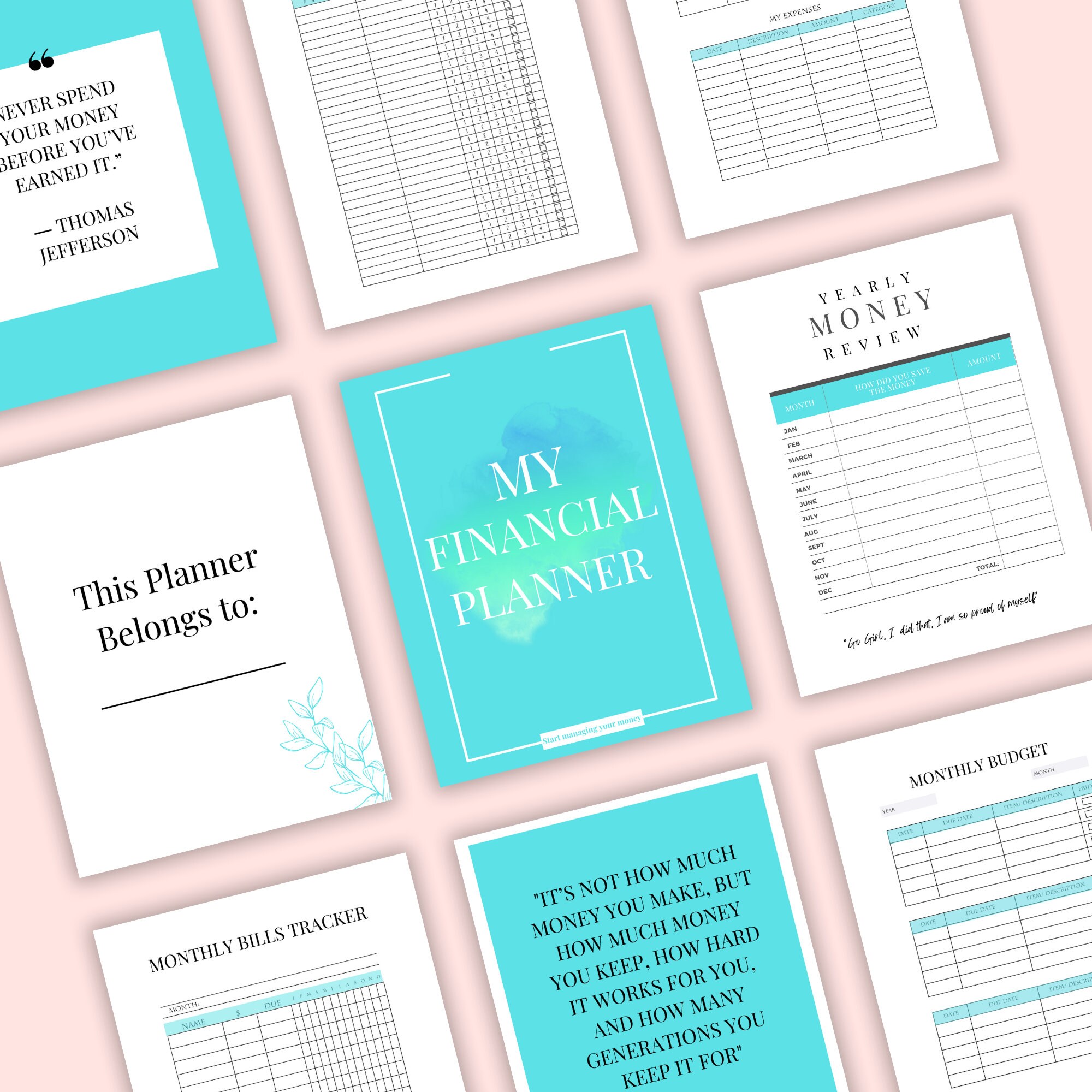 Financial Planner Printable Downloadable Plannerfinance Bundlebudget ...