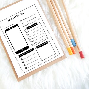 Personalized &quot;All About My Dad&quot; Printable | Father&#39;s Day Gift Idea| Note for DaddyFathers Day Printable| Instant Download| Fathers Day Gift
