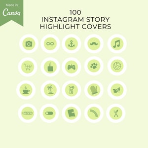 100 Instagram story  highlight covers| Instagram template| Instagram template canva| Editable green  Instagram Highlights| Highlight Icon