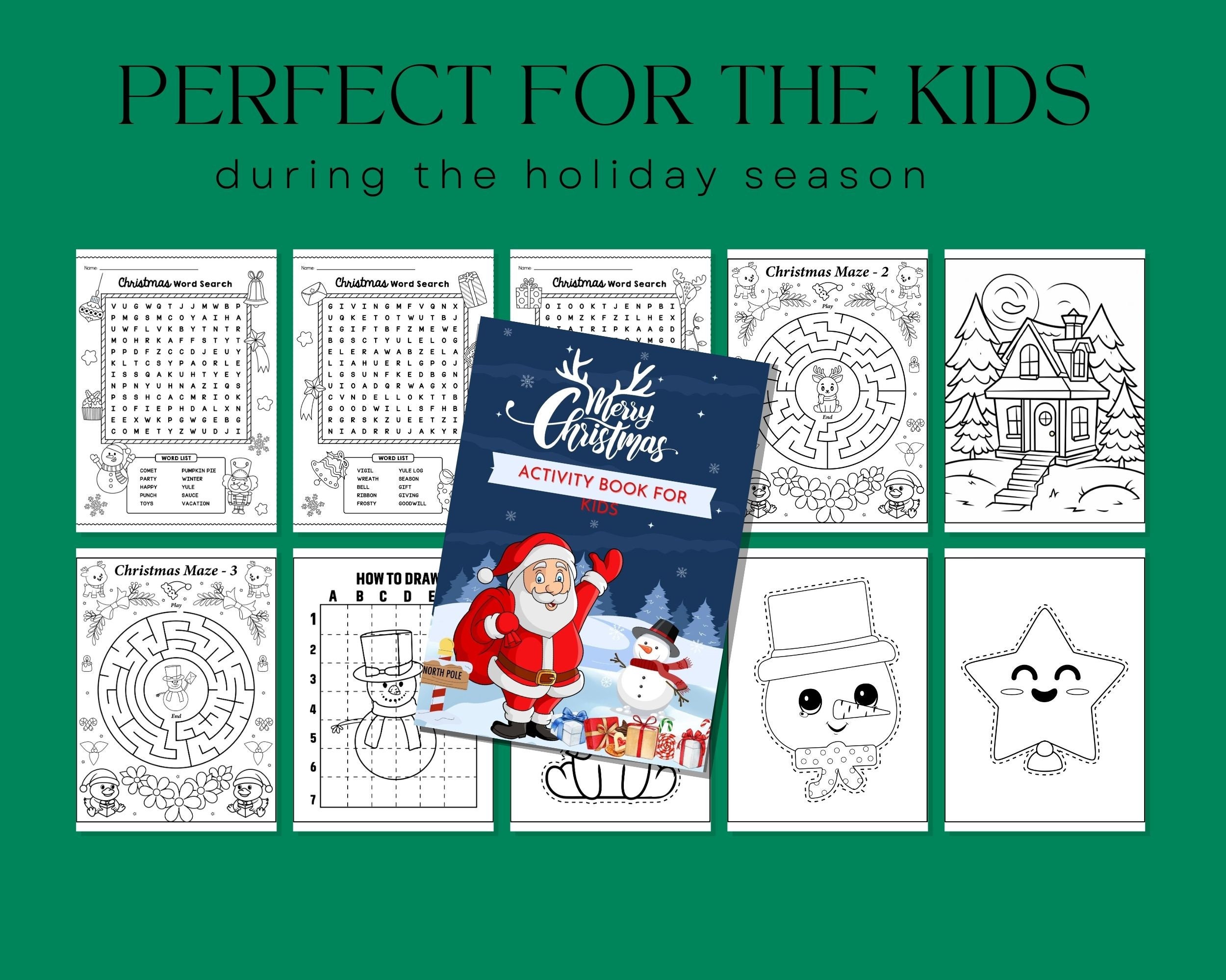 Christmas Activity Book for Kids, Christmas Coloring Pages, Christmas ...