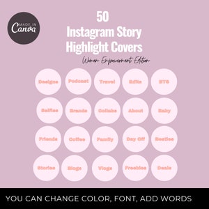 50 Instagram story  highlight covers| Instagram template| Instagram template canva | Editable pink  Instagram Highlights| Highlight Icon,