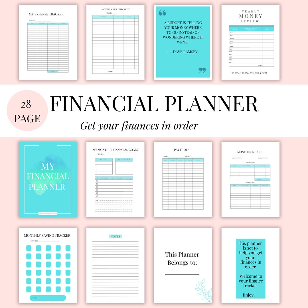 Financial Planner Printable| Downloadable Planner|finance Bundle|budget ...
