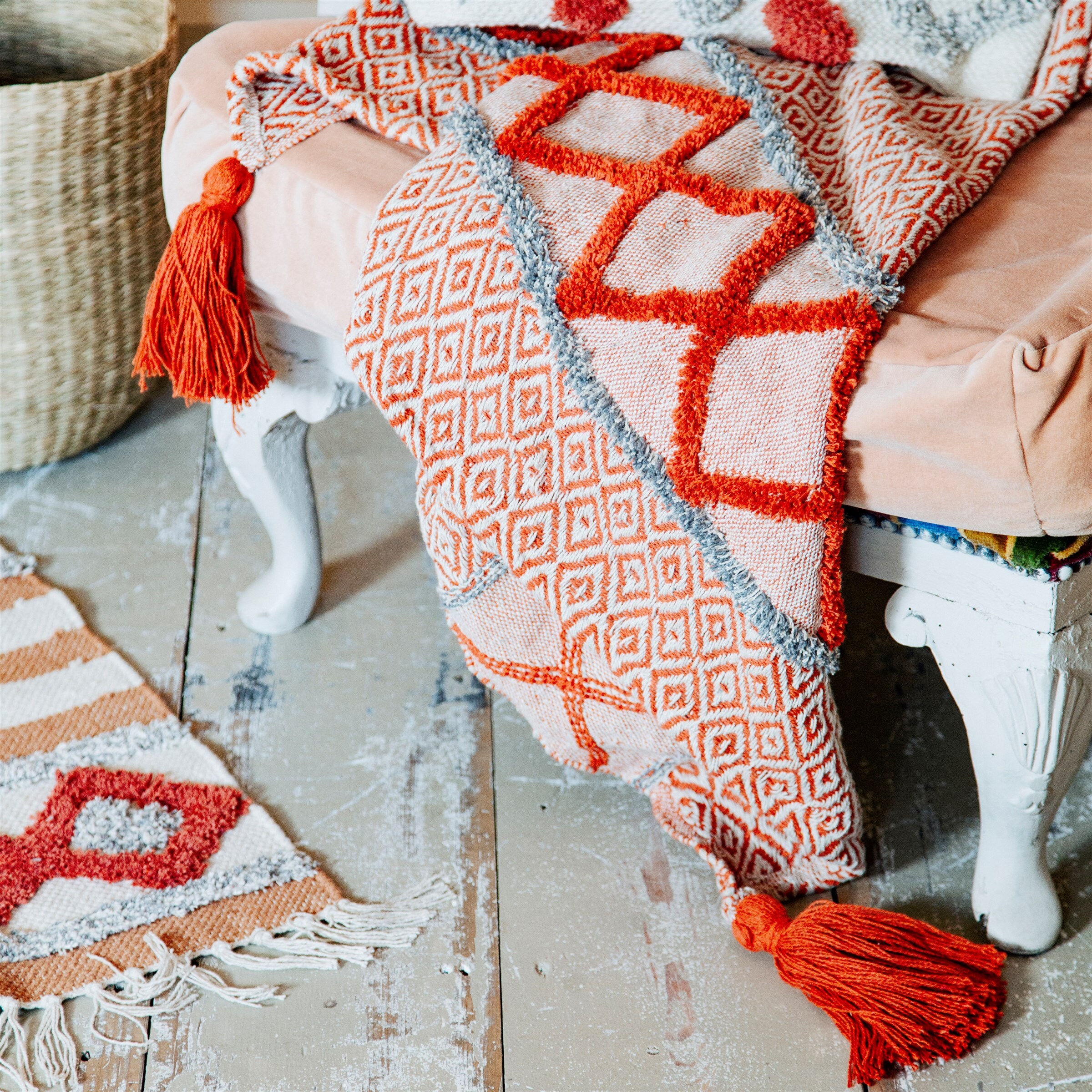 Chunky knit blanket in a Scandinavian style in burnt orange Etsy