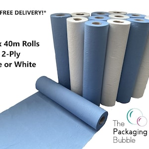Premium Quality 20&quot; Couch Rolls Hygiene Massage Salon Beauty Paper Blue White