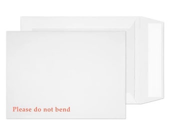 Hard Card Board Back Backed Please Do Not Bend Envelopes White C4