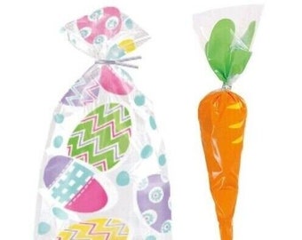 Easter Egg Carrot Cellophane Bags Treat Sweet Party Favour Cello Bag Egg Hunt