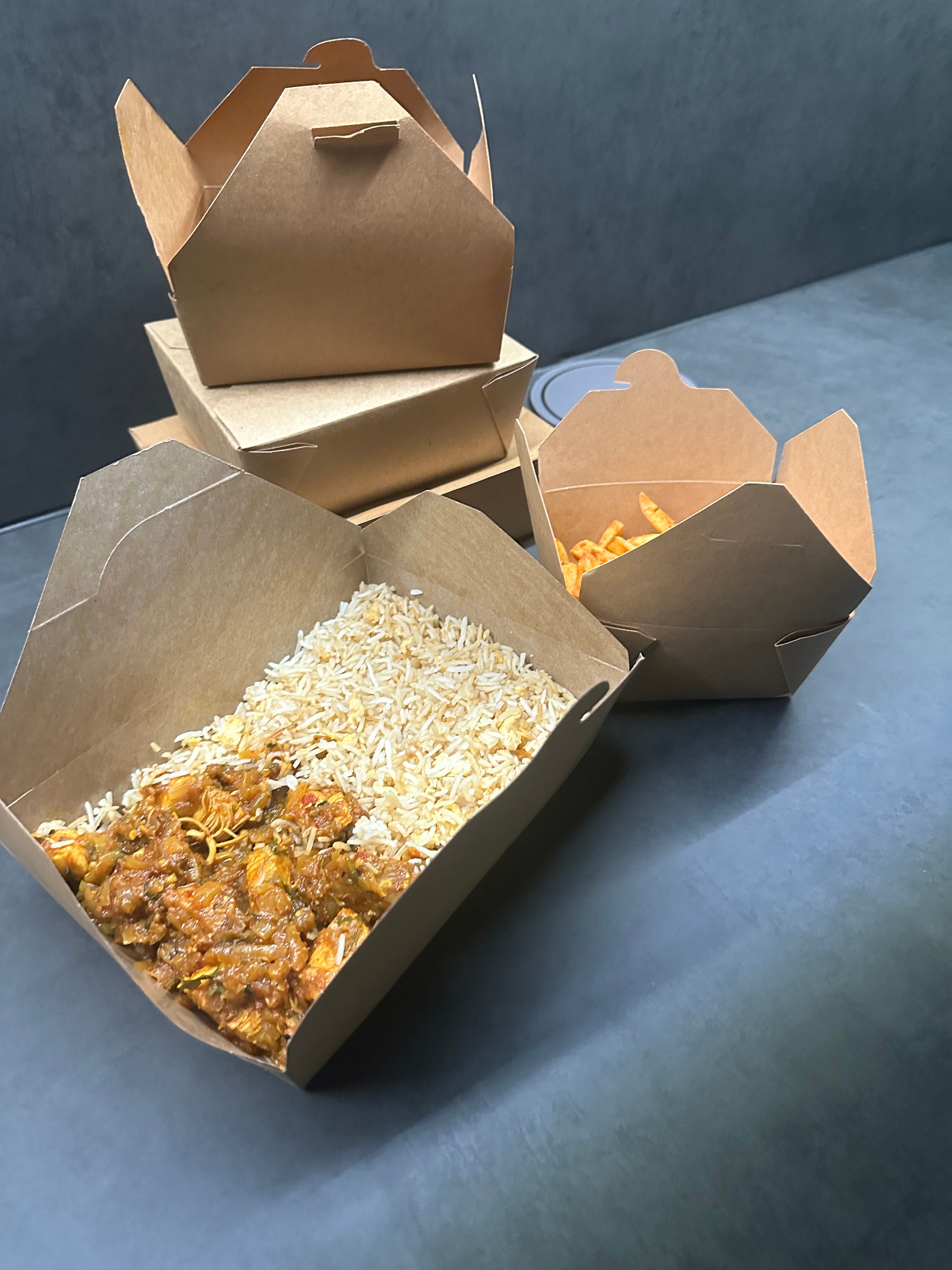 Biodegradable Kraft Food Takeaway Boxes Deli Rice Noodles Pasta ...