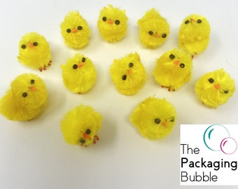 Mini Yellow Fluffy Plush Easter Chicks Bonnet Decoration Chenille Lot Bulk Value