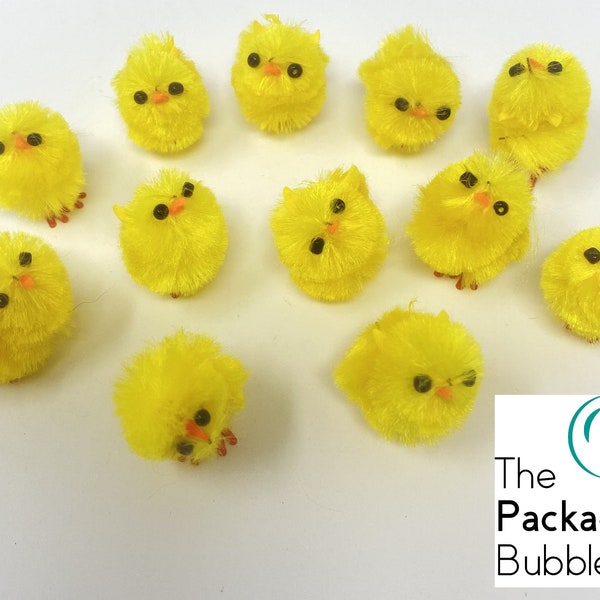 Mini Yellow Fluffy Plush Easter Chicks Bonnet Decoration Chenille Lot Bulk Value