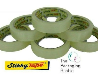 Rouleaux de ruban d'emballage transparent pour emballage de colis en cellophane Stikky, 24 mm x 66 m