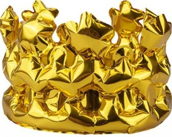 Corona inflable dorada para disfraz de fiesta (22,5 cm)