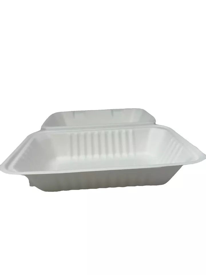 Bagasse Clamshell Boxes Takeaway Food Containers 9'' X 6" Compostable ...