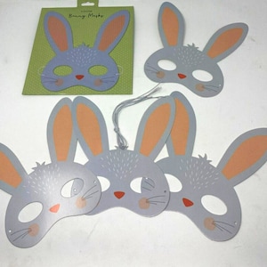 Osterkarte Hase Gesichtsmasken 4 Pack Kinder Spaß Kaninchen elastisch Party Jagd Decs