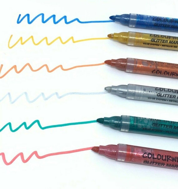 Colourworld Glitter Metallic Pens Colouring Markers Pk Washable
