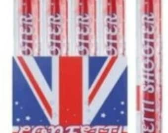 Union Jack Confetti Cannon Papier bleu, blanc et rouge 30 cm Party Kings Coronation