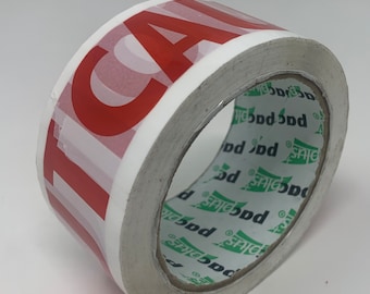 Caution Packaging Parcel Packing Tape Strong 50mm x 66m - Low Noise Warning Tape