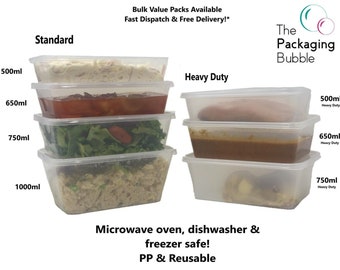 Heavy Duty Plastic Food Containers with lids Takeaway Microwave Freezer Safe Storage Boxes