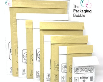 Mail Lite Padded Envelopes Bubble Mailer Bags White or Gold A000 B00 C0 D1 F3 E2 Box of 50 or 100