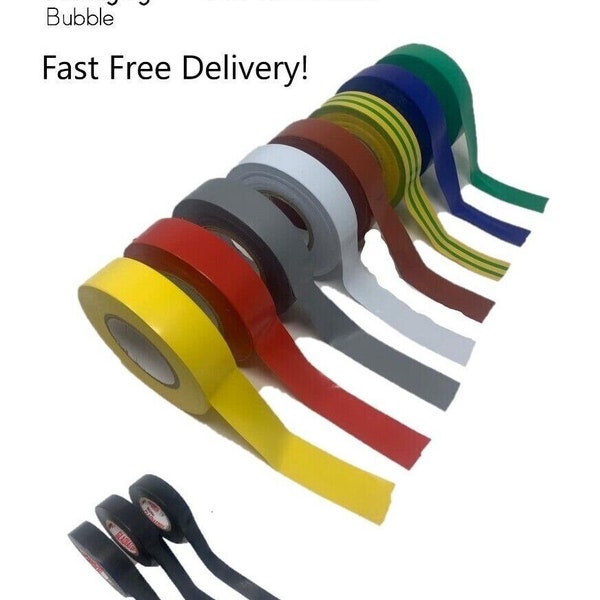 Electrical Insulation PVC Tape Retardant Coloured 19mm 20m Coloured Electricians