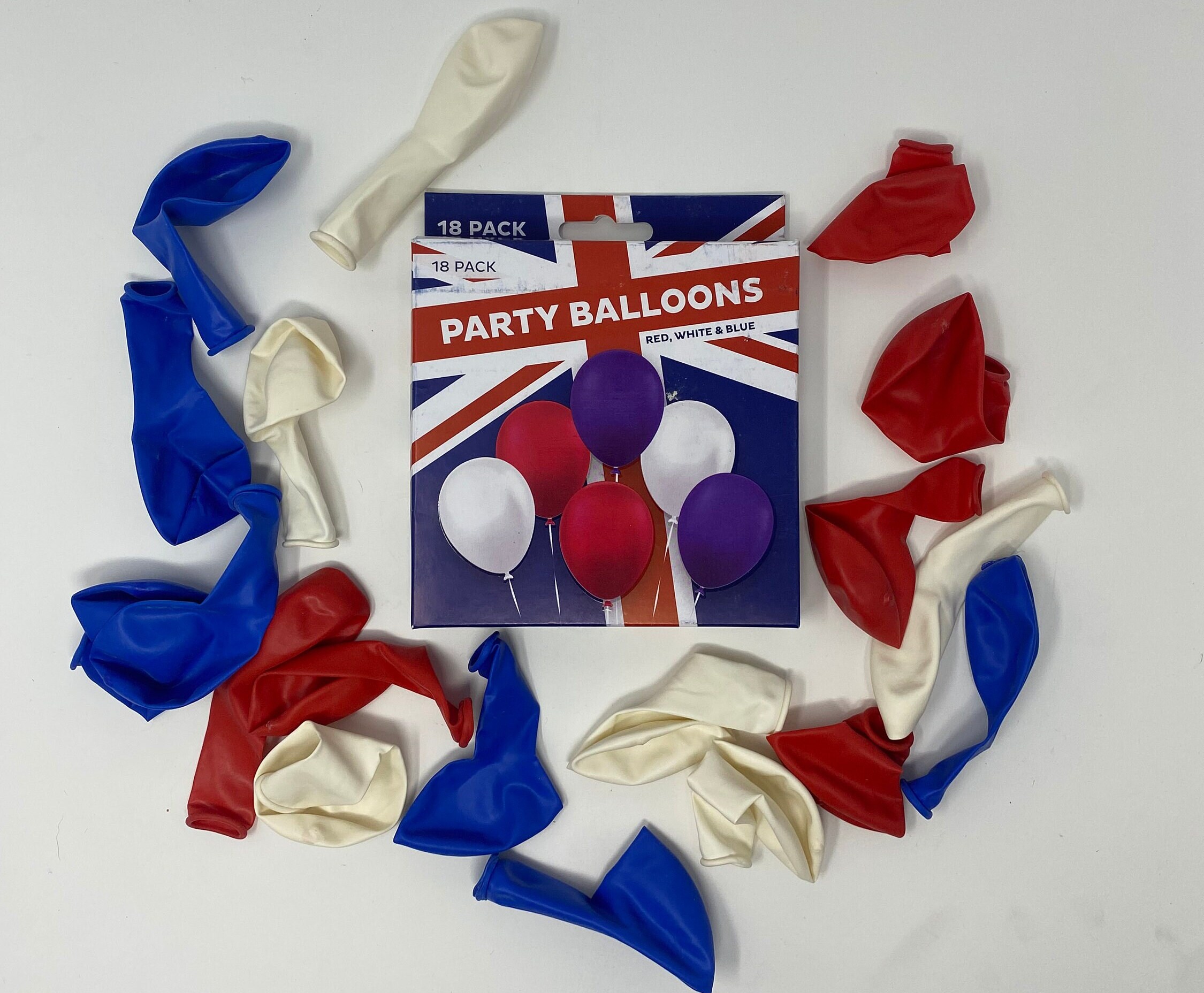 SHATCHI 10Pcs Large Union Jack Foil Balloon 18" Helium Fill Great Britain King Charles III Coronation BBQ Street Party Sports Royal Events Decorations, Red, White, Blue