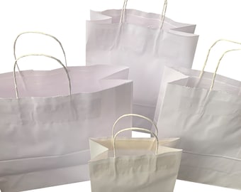 White Kraft Paper Bags with Twist Handles Party Gift Carrier Food Takeaway Bag