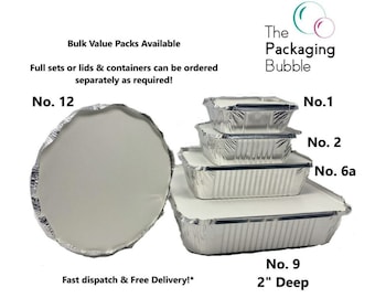 Aluminium Foil Food Containers with Lids Takeaway Home Catering Disposable Bake