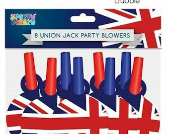 Couronnement du roi Charles III Party Blowers UK Street Party Horns Decs British