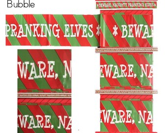 Elf Beware Design Printed Tape Christmas Pranking Xmas Caution Banner Kids Fun X3