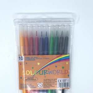 Lot de 10 feutres Colourworld, pointe fibre super lavable, école d'art à colorier image 1
