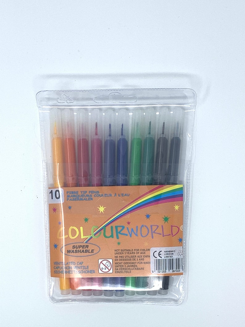 Lot de 10 feutres Colourworld, pointe fibre super lavable, école d'art à colorier image 1