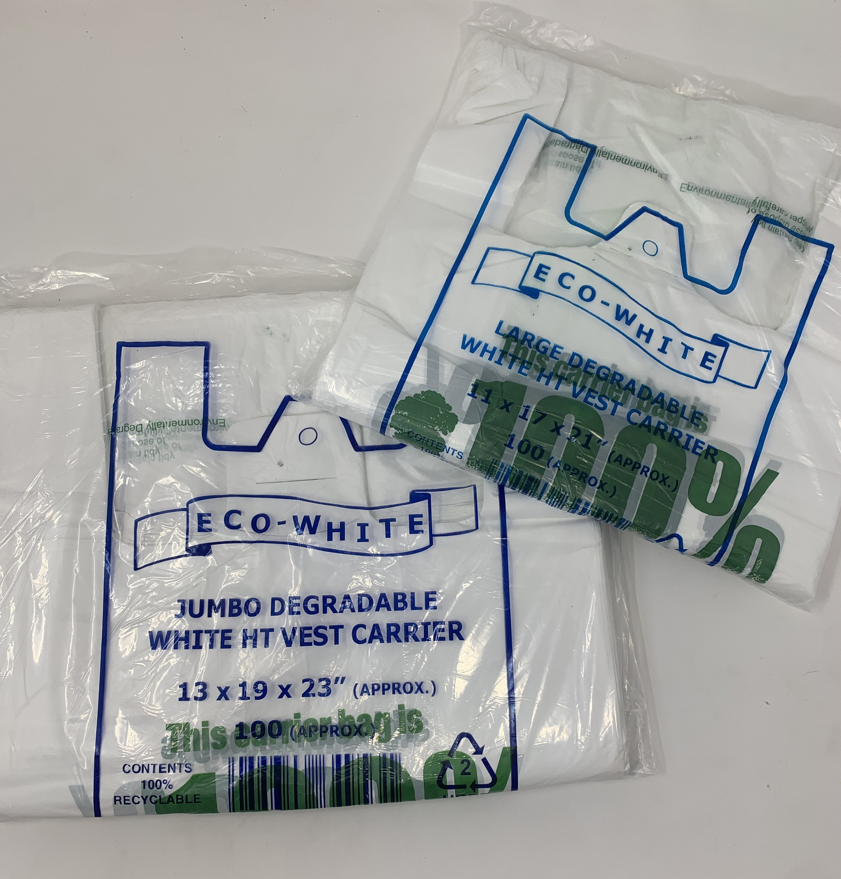 STRONG NEW Blue Plastic Vest Carrier Bags 11x17x21" Shopping Takeaways