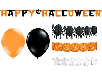 Halloween Party Decoration Kit Balloons Spider Pumpkin Ghost Spooks Garland x14