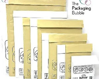 Mail Lite Padded Envelopes Bubble Mailer Bags White or Gold A000 B00 C0 D1 F3 E2 Box of 50 or 100