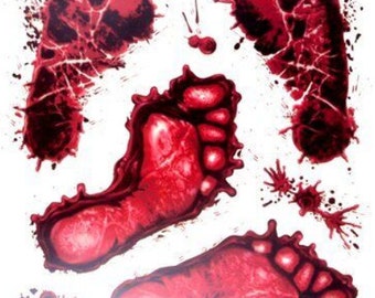 Halloween Window Stickers Blood Foot Prints Bloody Red Scary Party Large A3